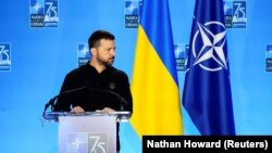 უკრაინის პრეზიდენტი ვოლოდიმირ ზელენსკი ვაშინგტონში, ნატოს სამიტზე. 11 ივლისი, 2024 წელი 