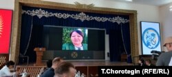 Д.Кендирбаева Бишкектеги жыйында (видео аркылуу) сүйлөөдө. 30.5.2024. 