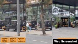 ახმეტხანოვების საავტომობილო კოლონა ლიეტუვაში, ქალაქ კაუნასში, სასტუმრო რედისონთან, 2022 წლის სექტემბერში