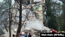 Частично разрушенный жилой дом после российского удара, Киев, 31 июля 2025 года