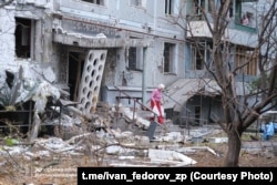 The aftermath of an attack on the Ukrainian city of Zaporizhzhya on October 5.