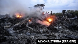 "მალაიზიის ავიახაზების" Boeing 777-ის ნამსხვრევები დონეცკის მახლობლად. 2014 წ. 17 ივლისი. 