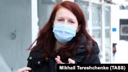 Kira Yarmysh arrives at a court in Moscow on January 22.
