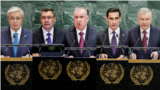 Presidents of Central Asian countries speaking during the general debate of the 80th session of the United Nations General Assembly.
